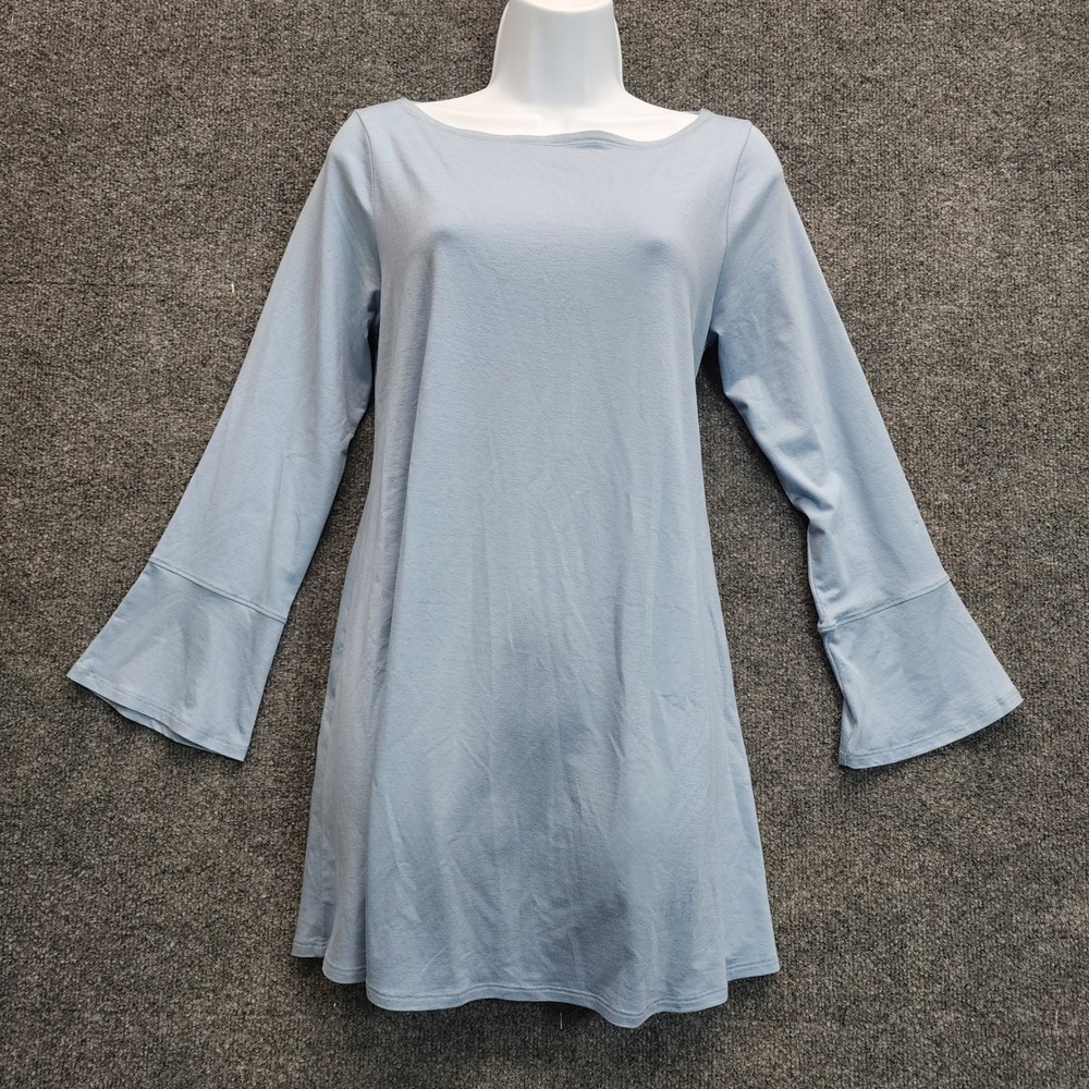 NWT Eileen Fisher Bateau Neck Tencel Lyocell Bell Sleeve Tunic Top XS Blue